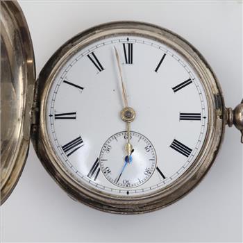 Sterling Silver Pocket Watch Duplex Escapement With Key