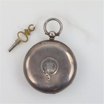 Sterling Silver Pocket Watch Duplex Escapement With Key