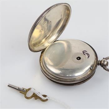 Sterling Silver Pocket Watch Duplex Escapement With Key