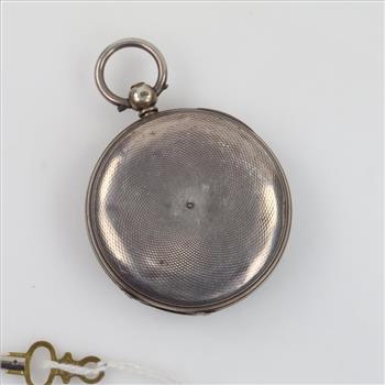 Sterling Silver Pocket Watch Duplex Escapement With Key