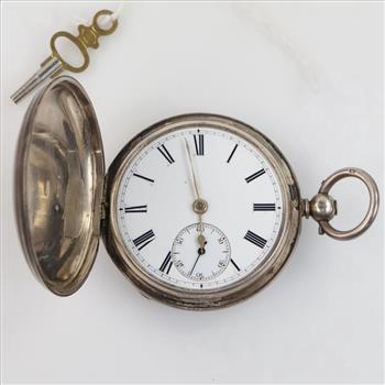 Sterling Silver Pocket Watch Duplex Escapement With Key