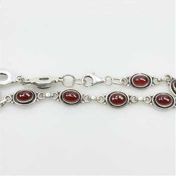 Sterling Silver Red Stone Bracelet
