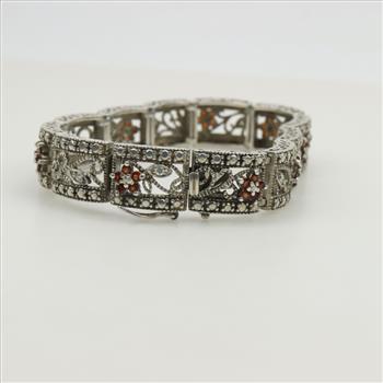 Sterling Silver Red Stone Bracelet