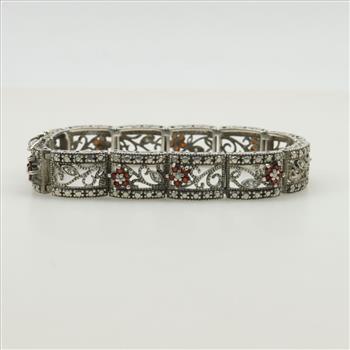 Sterling Silver Red Stone Bracelet
