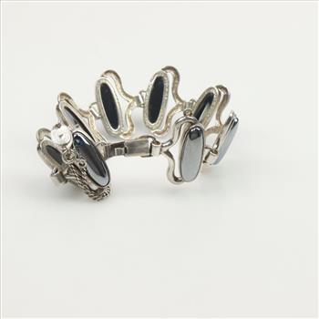 Sterling Silver Reflective Stone Bracelet