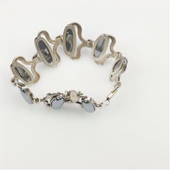 Sterling Silver Reflective Stone Bracelet