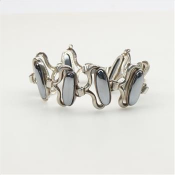 Sterling Silver Reflective Stone Bracelet