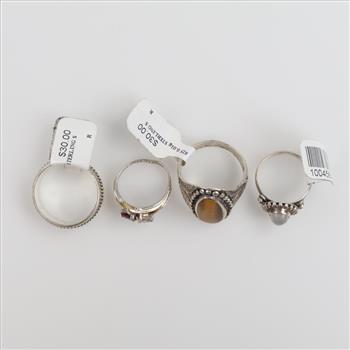 Sterling Silver Rings, 4 Pieces