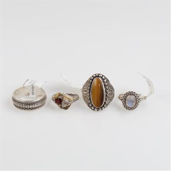 Sterling Silver Rings, 4 Pieces