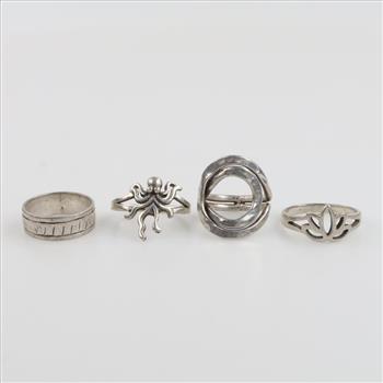 Sterling Silver Rings, 4 Pieces