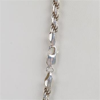Sterling Silver Rope Chain Necklace