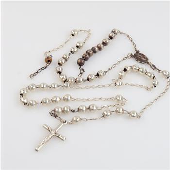 Sterling Silver Rosary Necklace
