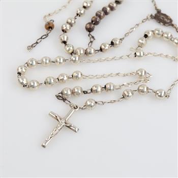 Sterling Silver Rosary Necklace