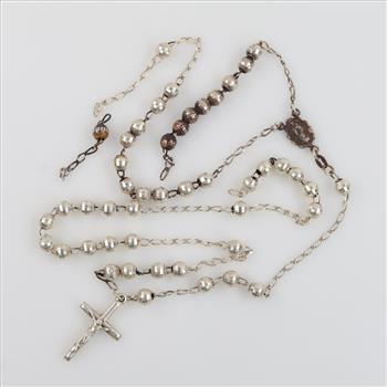 Sterling Silver Rosary Necklace