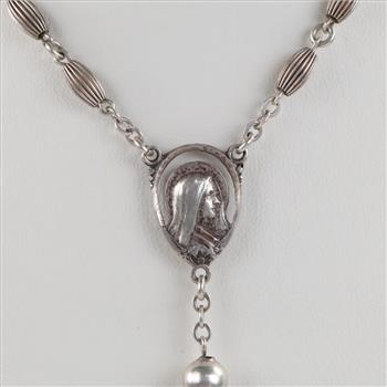 Sterling Silver Rosary Necklace