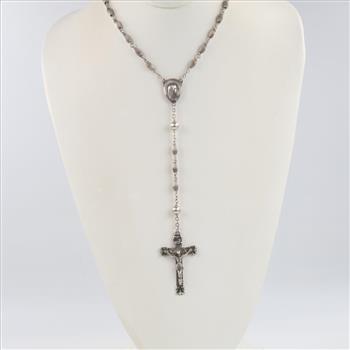 Sterling Silver Rosary Necklace