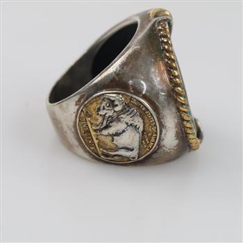 Sterling Silver Signet Indian Head GP Nickel Ring