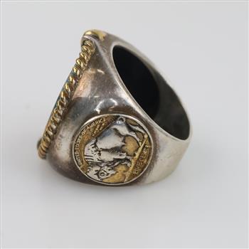 Sterling Silver Signet Indian Head GP Nickel Ring