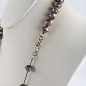 Sterling Silver Squash Blossom Dyed Turquiose Necklace
