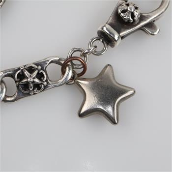 Sterling Silver Star Link Bracelet With Charm