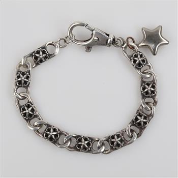 Sterling Silver Star Link Bracelet With Charm