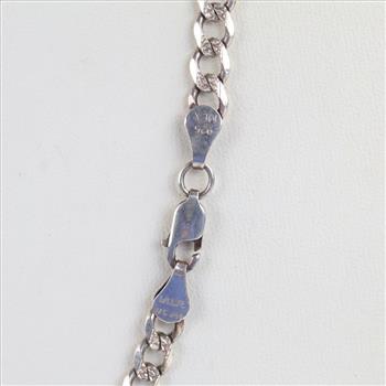 Sterling Silver Textured Curb Chain Necklace