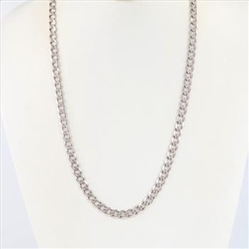 Sterling Silver Textured Curb Chain Necklace
