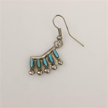 Sterling Silver Turquoise Necklace And Earring, 2 Pieces