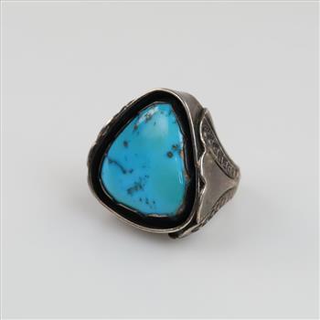Sterling Silver Turquoise Ornate Ring