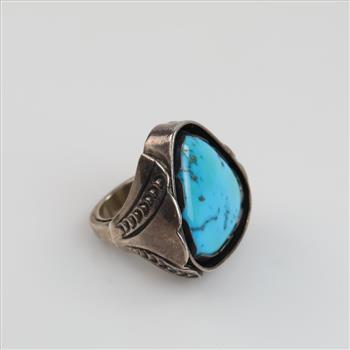 Sterling Silver Turquoise Ornate Ring