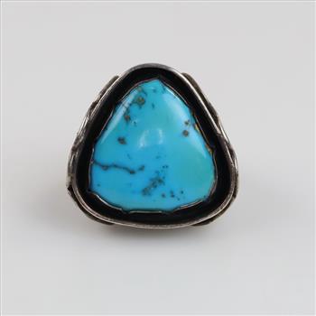 Sterling Silver Turquoise Ornate Ring