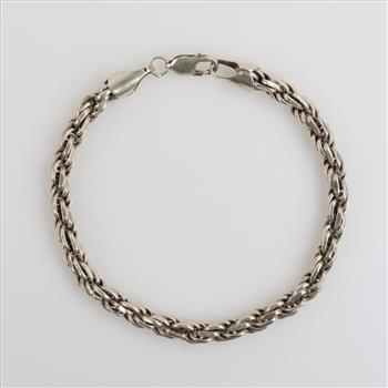 Sterling Silver Twisted Rope Chain Bracelet