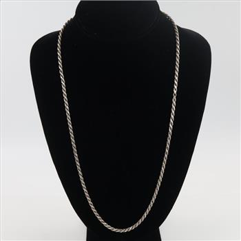 Sterling Silver Twisted Rope Chain Necklace