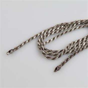 Sterling Silver Twisted Rope Chain Necklace