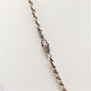 Sterling Silver Twisted Rope Chain Necklace