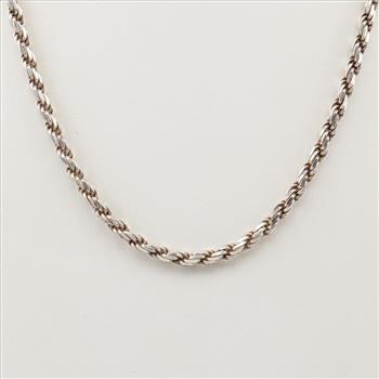 Sterling Silver Twisted Rope Chain Necklace