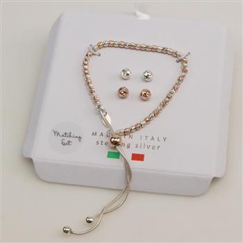 Sterling Silver Two Tone Jewelry Set, 5 Pieces