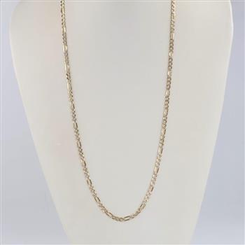 Sterling Silver Two-tone Figaro Chain Necklace