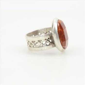 Sterling Silver Vintage Red Brown Stone Ring