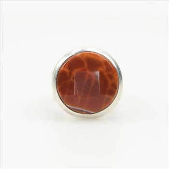 Sterling Silver Vintage Red Brown Stone Ring