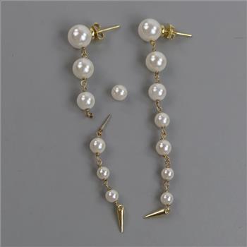 Sterling Silver White Bead Dangle Earrings