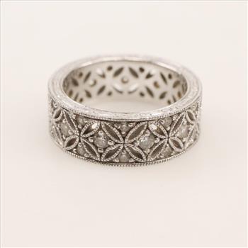 Sterling Silver With Platinum Plated Clear Stone Ring