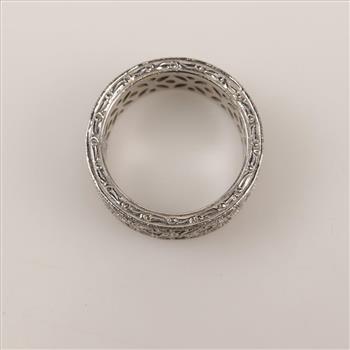 Sterling Silver With Platinum Plated Clear Stone Ring