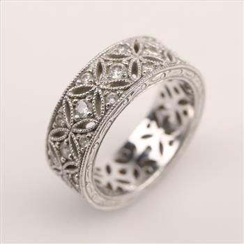 Sterling Silver With Platinum Plated Clear Stone Ring