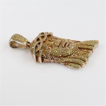 Sterling Silver Yellow Stone Religious Pendant