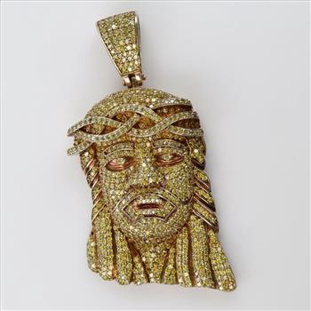 Sterling Silver Yellow Stone Religious Pendant