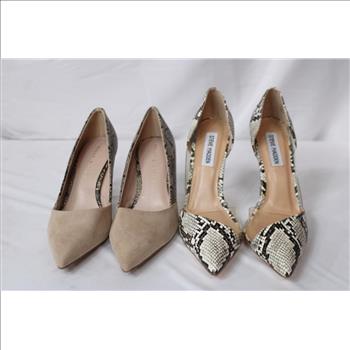 Steve Madden Snake-Print Heels, Kelly & Katie Snakeskin/Suede Pumps, 7M, 2 Pieces