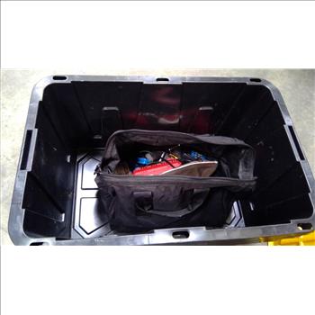 Storage Totes With Craftsman Tool Bag With Innova Scan Tool, Drill Bits, And More