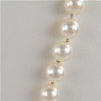 String Of Pearls Necklace With 14kt Gold Diamond Accented Clasp