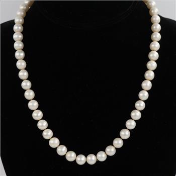 String Of Pearls Necklace With Silver Clasp
